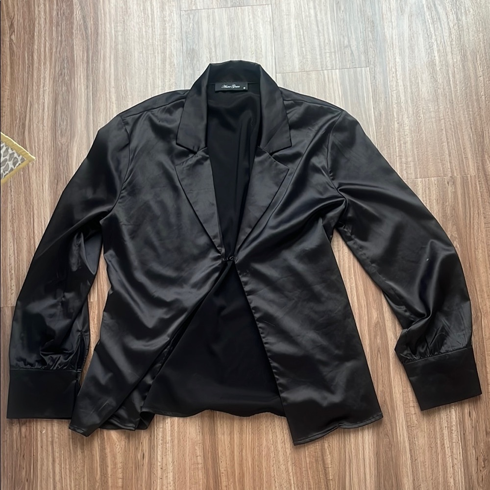 Black Satin Women's Shirt